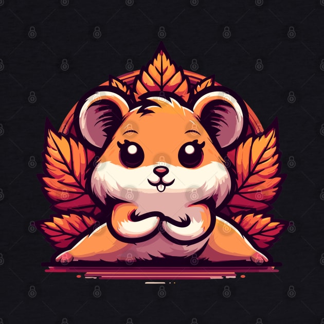 Cute fall hamster yoga by TomFrontierArt